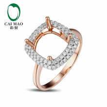 CaiMao Cushion cut Semi Mount Ring Settings &   0.31ct  Diamond 14k Rose Gold Gemstone Engagement Ring Fine Jewelry 2024 - buy cheap