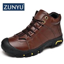 ZUNYU 2018 New Men Winter Fur Warm Snow Boots For Outdoor Men's Sneakers Male Cow Leather Casual Shoes Adult Plush Ankle Boots 2024 - buy cheap