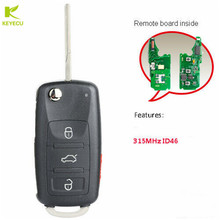 KEYECU Replacement Flip Remote Key Fob 315MHz ID46 Chip for Volkswagen 2003-2010 Phaeton Touareg KR55WK45022 Without Keyless 2024 - buy cheap