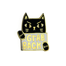 Grab back feminist enamel pin cat pussy protest brooch resistance resist Trump agenda women rights badge activist lapel pin punk 2024 - buy cheap