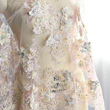 Tela de encaje con bordado de flores para vestido de boda, Material de falda de tul bilateral simétrico, telas de lujo para patchwork 2024 - compra barato