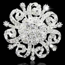 Factory Cheap Wholesale Silver Tone Bridal Bouquet Brooch Elegant Flower Diamante Brooch Pins 2024 - buy cheap