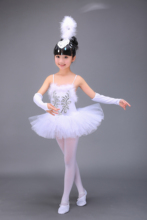 Детские балетные костюмы; Танцевальная юбка с изображением маленького лебедя; Балетный костюм из белой Газовой ткани для девочек; Балетная пачка 2024 - купить недорого