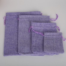 Nicebreads-Bolsa de algodón y lino para regalo, bolsa decorativa de 4 tamaños, color morado claro, para regalo de joyería y teléfono 2024 - compra barato
