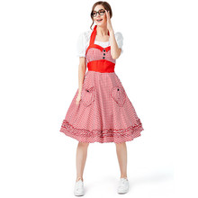 Women Ladies Beer Maid Authentic German red grid Oktoberfest Costumes Oktoberfest Party Halloween cosplay Fancy Dress 2024 - buy cheap