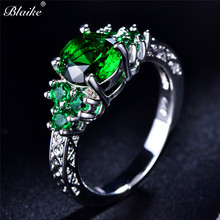 Blaike Luxury Green Zircon Rings For Women Hollow Infinity Pattern Silver Color Engagement Jewelry Halloween Gifts 2024 - buy cheap