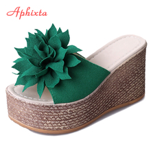 Aphixta Women Slippers Platform Wedge Women Slipper Appliques Slides Beach Sandals Slides Summer Ladies Mules Clog Shoes Girl 2024 - buy cheap