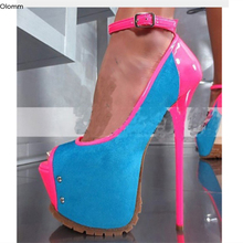 Olomm Stylish Women Platform Sandals Sexy Stiletto Heels Sandals Peep Toe Elegant Blue Party Dress Shoes Women US Plus Size 5-15 2024 - buy cheap