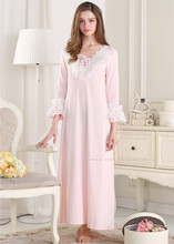 Free Shipping 2015 New Pijamas Frincess Style Nightdress Women's Pink Cotton Long Nightgown Home Wear Nightshirt 2024 - buy cheap