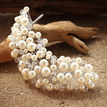 New hairstyle bridal pearls crown wedding rhinestone tiara pearl wedding crown crystal hair accessories bride head hair jewelry 2024 - buy cheap