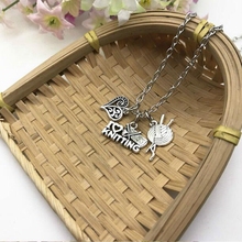 Knitter Heart I Love Knitting Charm Pendant Necklace Hot Sale Zinc Alloy Ancient Silver Fashion Women&Men Jewelry Holiday Gift 2024 - buy cheap