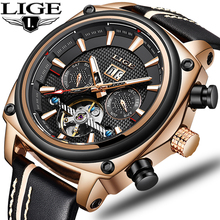 LIGE 2019 New Watch Mens Automatic Mechanical Watches Tourbillon Fashion Sports Leather Waterproof Clock Relogio Masculino + Box 2024 - buy cheap