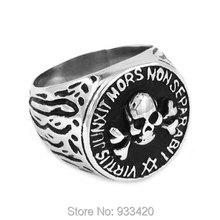 Wholesale Skull Biker Masonic Ring Stainless Steel Jewelry Classic Freemasonry Motor Biker Men Ring SWR0302B 2024 - buy cheap