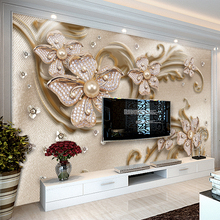 Papel tapiz de murales 3D personalizados, joyería Simple moderna, flor, Fondo de TV, paño de pared para sala de estar, decoración de Hotel, rollo de papel de pared de lujo 2024 - compra barato