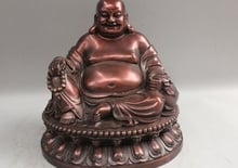 9.5" China Buddhism Bronze Wealth Happy Laugh Maitreya Buddha Money Bag Statue 2024 - buy cheap