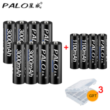PALO 8 шт. 1,2 в AA Ni-MH аккумуляторная батарея 3000 мАч + 4 шт. 1100 мАч 1,2 в AAA батарея аккумуляторные батареи для игрушек 2024 - купить недорого