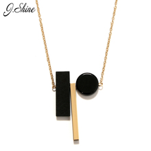 2017 New Simple Round Recangle Geometric Long Pendant Necklace Simple Resin Gold Color Korea Popular Vintage Necklace Women 2024 - buy cheap