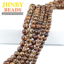 JHNBY China Natural Carnelian Tibetan Buddhism Dzi Eyes Beads 8/10/12mm Round Loose Beads for Jewelry Bracelet Making DIY 2024 - buy cheap