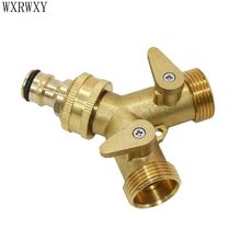Brass Y water tap connector 2 way tap irrigation valve hose splitter 3/4 male water splitter watering up  1pcs 2024 - buy cheap