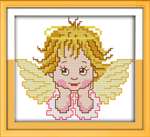 The childlike little angel cross stitch kits cartoon Aida count 14ct 11ct printed embroidery DIY handmade needlework supply 2024 - buy cheap