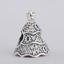 Winter New Pave CZ Twinkling Christmas Tree Beads 925 Sterling Silver Fine Jewelry Women Fits Pandora bracelets 2024 - buy cheap