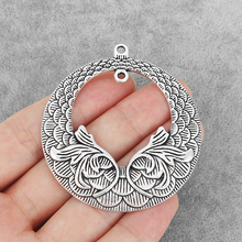 4PCS Vintage Large Metal Carved Double Flower Scale Squamos Ring/Circle Charms Pendants Connector for DIY Jewelry Finding 2024 - buy cheap