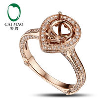 CaiMao Pear cut Semi Mount Ring Settings & 0.8ct Diamond 14k Rose Gold Gemstone Engagement Ring Fine Jewelry 2024 - buy cheap