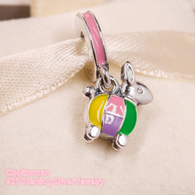 Autumn 100% 925 Sterling Silver Rabbit Lantern Green Enamel beads Fit Original Pandora Charms Bracelet DIY jewelry 2024 - buy cheap