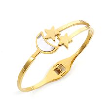 Pulseiras e braceletes de aço inoxidável da moda, estrela, lua, dourada, luxuosa, joia para festa de casamento 2024 - compre barato