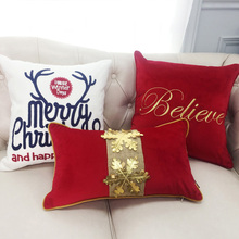 Merry Christmas Cushion Cover Luxury Gold Embroidery Throw Pillows Cojines Decorativos Para Sofa Decorations For Home Festival 2024 - buy cheap