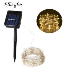 Solar LED Strings light Solar Power LED Silver Wire String lamp 10M 20M Fairy Outdoor light Decor Holiday Garden Wedding Party 2024 - buy cheap