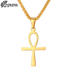 Дизайн ожерелья и кулоны Панк Мужчины Женщины Египетский крест Анкх Крест ключ Нила уникальные, золотистого цвета ювелирные изделия P2124G 2024 - купить недорого