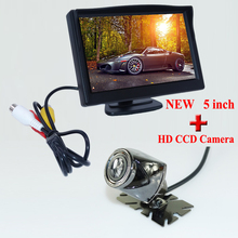 Monitor de espejo retrovisor de 5 pulgadas para coche, cámara de visión trasera CCD, vídeo para coche, LED de visión nocturna, marcha atrás 2024 - compra barato