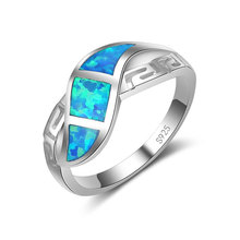925 Sterling Silver Rings For Women/Men Wedding Engagement Jewelry Hollow Out Blue Fire Opal Party Finger Ring For Female 2024 - buy cheap