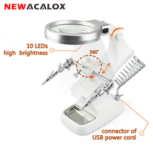 NEWACALOX 3X/4.5X LED Magnifying Glass Soldering Magnifier Lamp Alligator Clip Third Hand Soldering Repair Tool Helping Hands 2024 - buy cheap