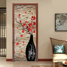 3D стерео ваза цветок кирпичная стена обои Гостиная Спальня дверь украшение Настенная Наклейка ПВХ водонепроницаемая самоклеящаяся бумага 2024 - купить недорого