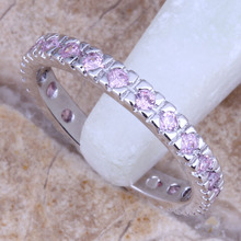 Fantastic Pink Cubic Zirconia Silver Plated Ring Size 5 / 6 / 7 / 8 / 9 R0010 2024 - buy cheap