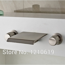 Newly US Free Shipping 3Pcs Dual Handles Bathroom Tub Faucet Nickle Brushed Widespread Waterfall Shower Tap Mixer Tap Wall Mount 2024 - buy cheap