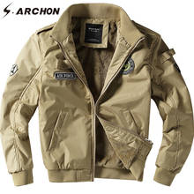 S.ARCHON зимняя теплая тактическая куртка, пальто, Мужская ветровка, Бомбер ВВС, военная куртка, Повседневная мотоциклетная армейская флисовая куртка 2024 - купить недорого