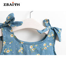 Baby Girls Denim Dress Summer Little Floral Printing Casual Bow Sleeveless Kids Clothes High Quality 2017 New Vestidos Infantil 2024 - buy cheap