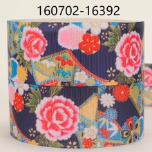 NEW 1/2"38mm 50 yards Japanese style big red flowers printed grosgrain ribbon free shipping 2024 - buy cheap