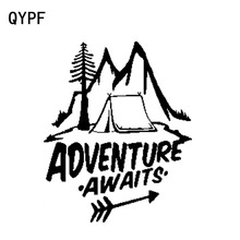 QYPF 14.5cm*16.3cm ADVENTURE AWAITS A Camping Greatested Vinyl Car Sticker Beautiful Window Decal C18-0281 2024 - buy cheap