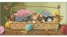 Cat In basket Needlework Embroidery Cross Stitch Kit Factory Sale 2024 - buy cheap