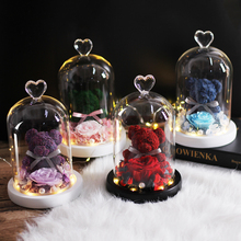 Teddy Bear Eternal Rose In Glass Dome Immortal Flower With Light Send Ladie Birthday Valentine Wedding Christmas Home Decor Gift 2024 - buy cheap