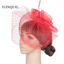 Red Navy Crinoline Fascinator Headwear Female Bridal Gorgeous Occasion Hair Accessoires Wedding Hats Bride Mesh Headwear TMYQ045 2024 - buy cheap