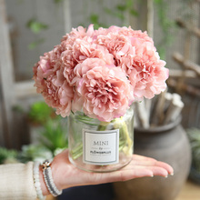 Flores artificiais de hortências de seda rosa, flores para casamento para noiva, mão, seda florescente, peônia falsas, decoração de casa branca 2024 - compre barato