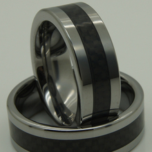 8mm black carbon fiber inlayed hi-tech scratch proof wedding tungsten ring 2024 - buy cheap