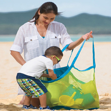 Bolsa de armazenamento de praia para crianças, rede grande de malhas para carregar e organizar brinquedos de praia, para bebês, areia, sacola de brinquedos para crianças 2024 - compre barato