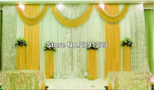 Special Offer 10ftx10ft sequin wedding backdrop curtain with swag backdrop/ wedding decoration romantic Ice silk stage curtains 2024 - buy cheap