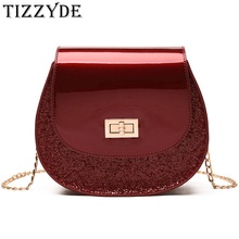 Women's Bag 2019 New Fashion Mini Chain Shoulder Bag Texture Patent Leather Net Red Sequins Fashion Wild Messenger Bag WWJ260 2024 - buy cheap